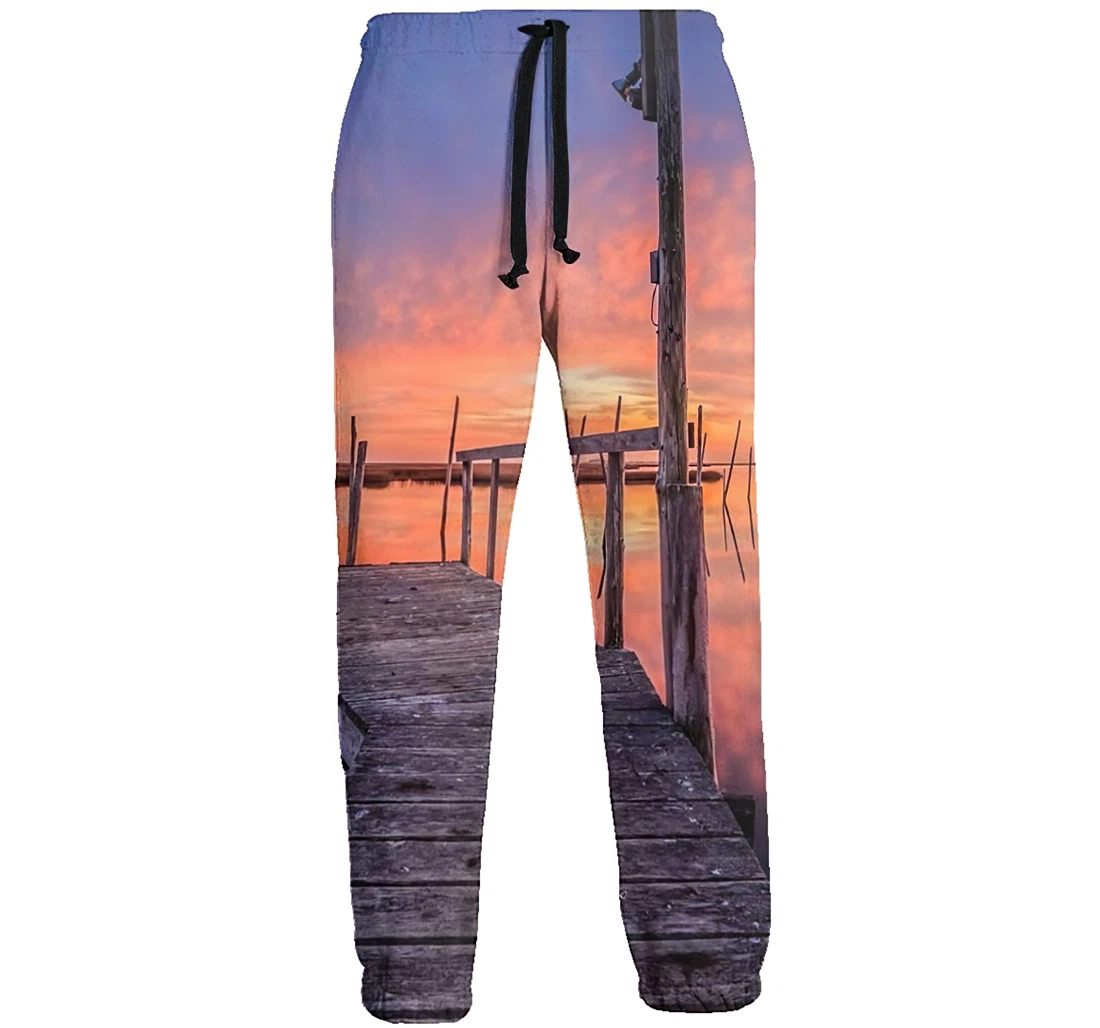 An Abandoned Lakeside Dock Casual Hip Hop Trousers Length Jogger Pants Baggy Drawstring Sweatpants With Pockets Sweatpant