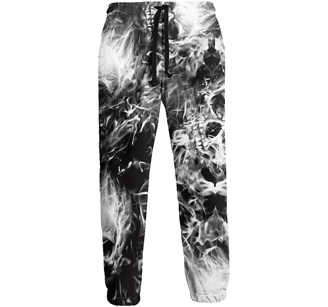 Flaming Skulls Menwomen Sweatpants Funny Joggers Pants Sports Trousers With Drawstring Sweatpant