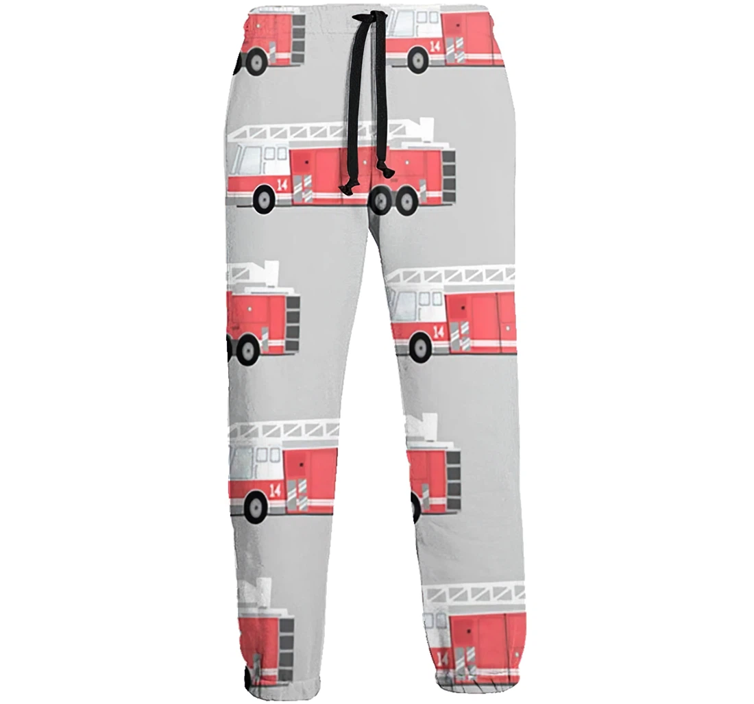 Cartoon Fire Truck Menwomen Sweatpants Funny Joggers Pants Sports Trousers With Drawstring Sweatpant