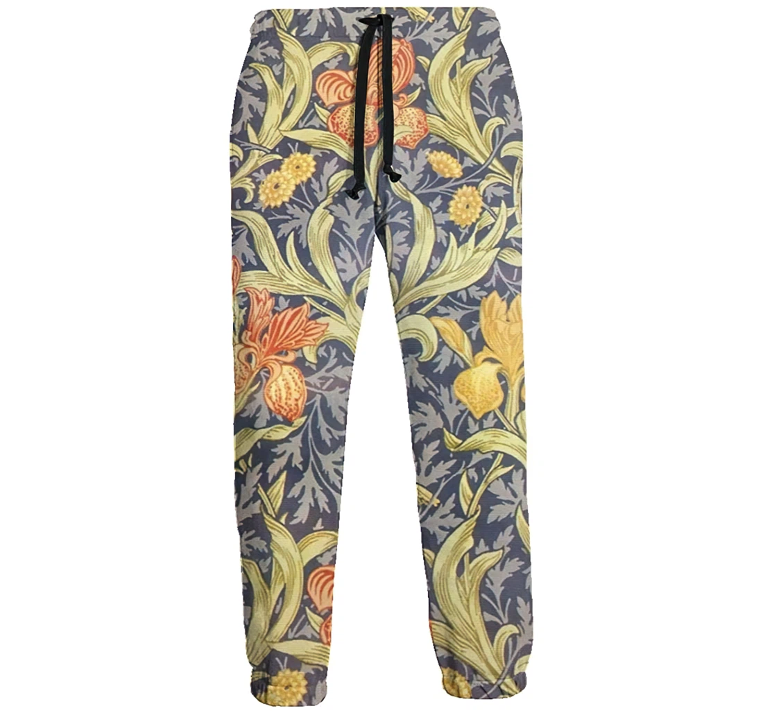 Retro Flower Art Casual Hip Hop Trousers Length Jogger Pants Baggy Drawstring Sweatpants With Pockets Sweatpant