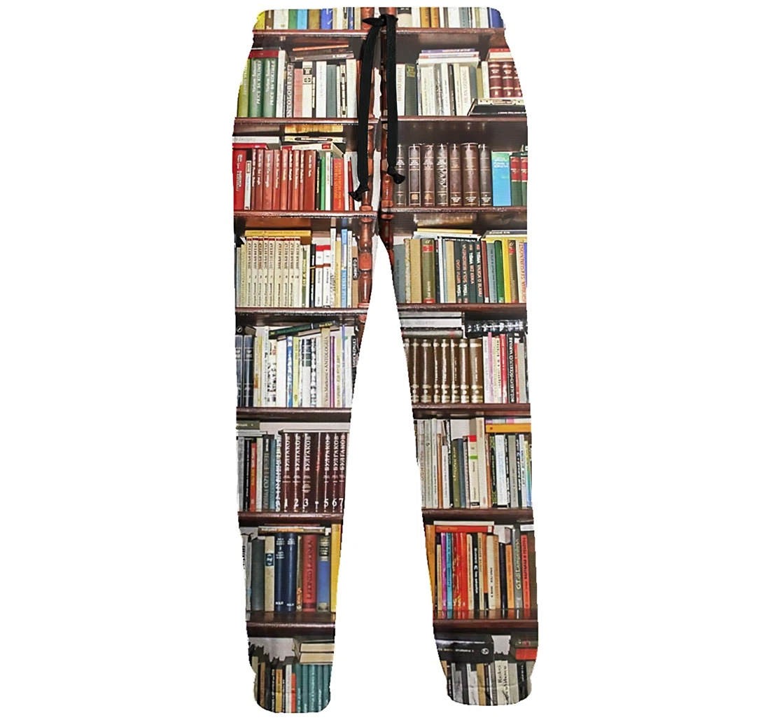 Bookshelves Menwomen Sweatpants Funny Joggers Pants Sports Trousers With Drawstring Sweatpant