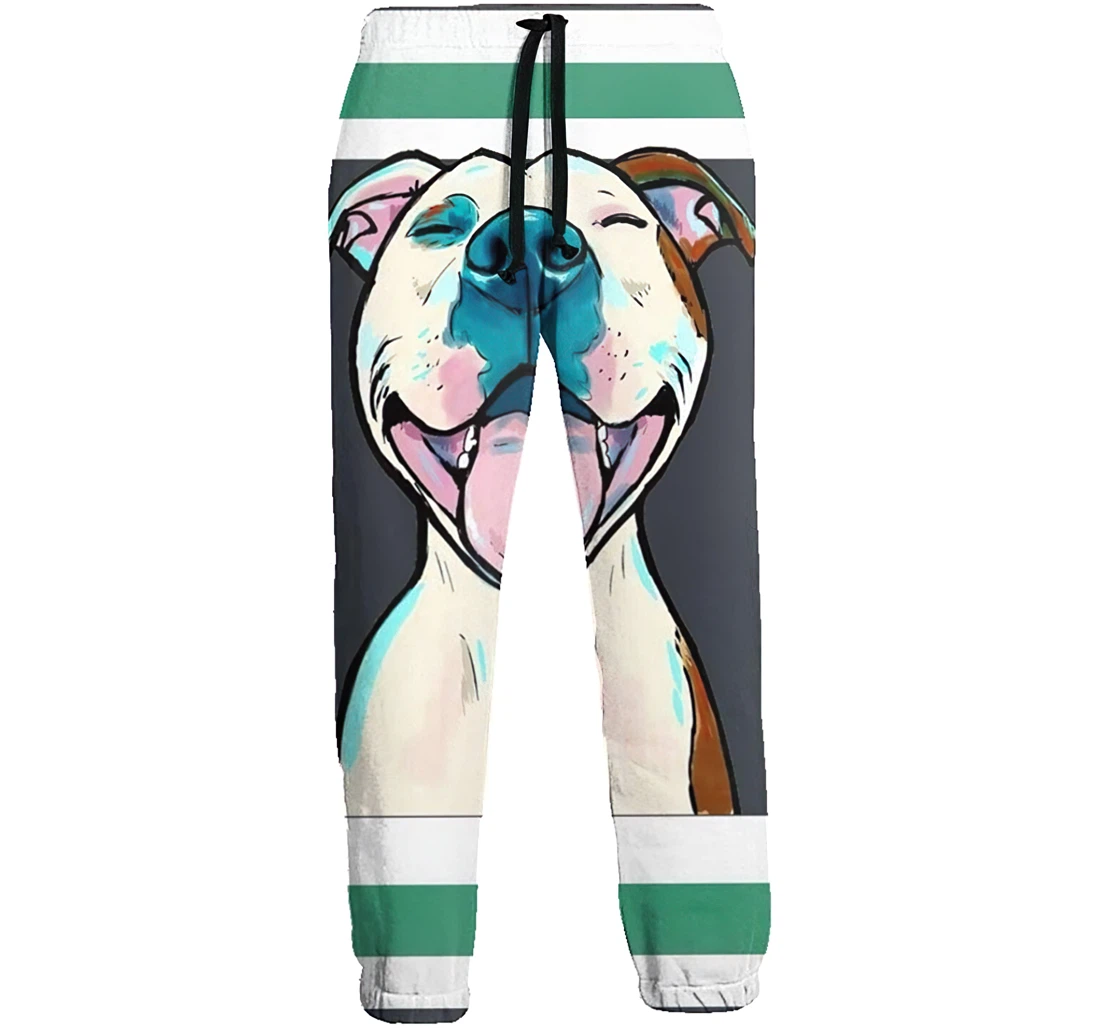 Cartoon Pitbull Casual Hip Hop Trousers Length Jogger Pants Baggy Drawstring Sweatpants With Pockets Sweatpant