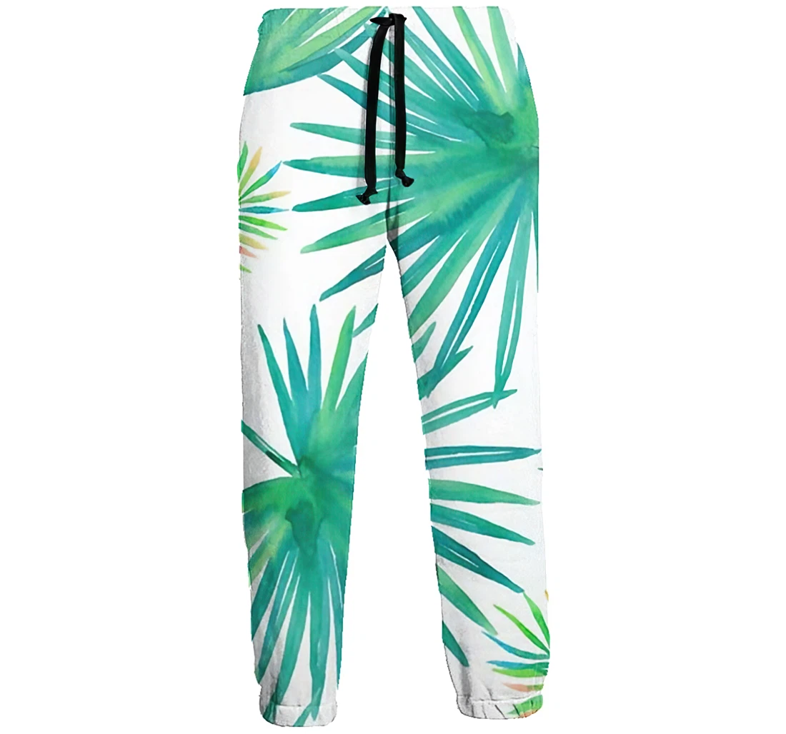 Coconut Tree Leaves Casual Hip Hop Trousers Length Jogger Pants Baggy Drawstring Sweatpants With Pockets Sweatpant