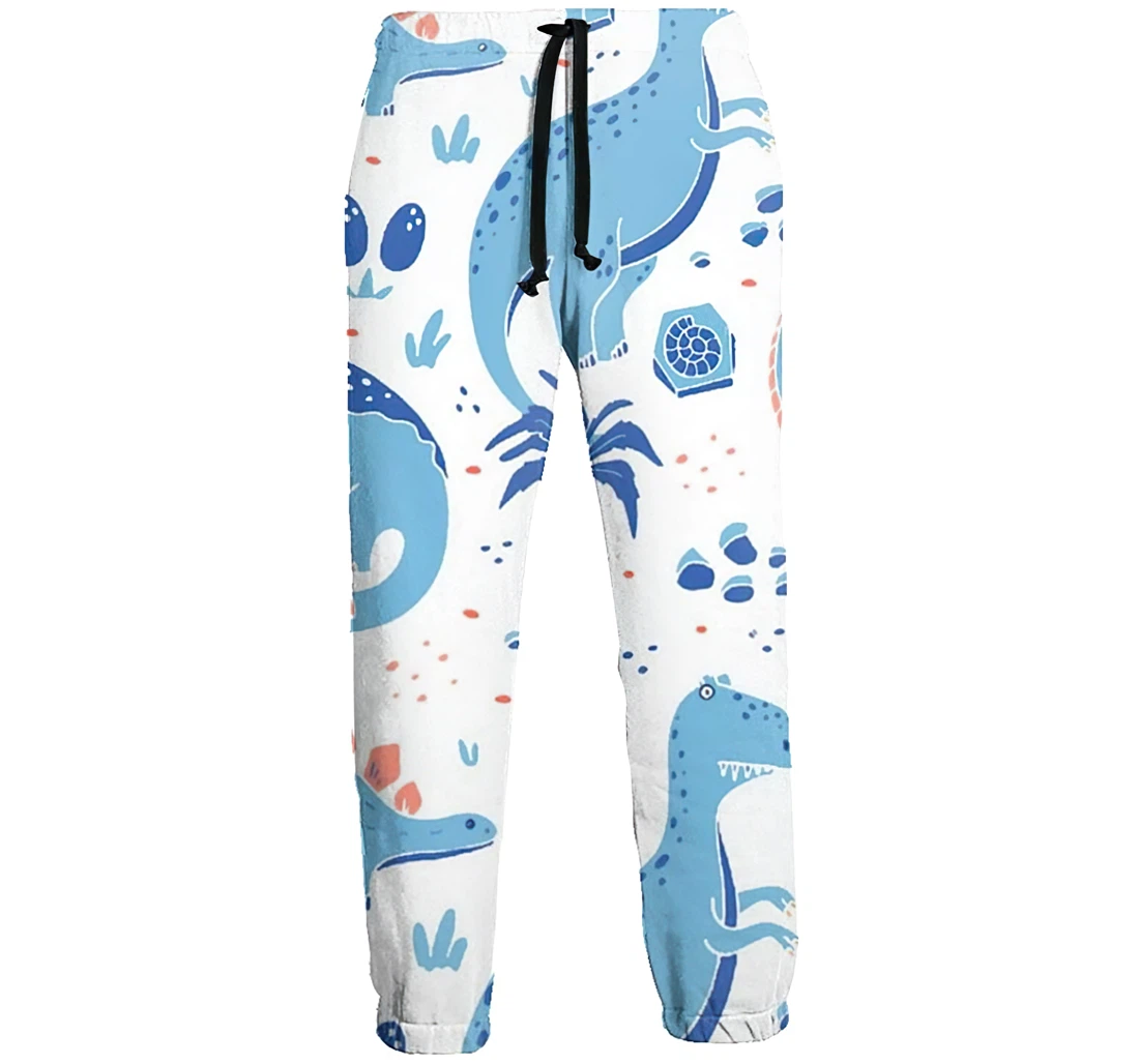 Blue Cartoon Dinosaur Casual Hip Hop Trousers Length Jogger Pants Baggy Drawstring Sweatpants With Pockets Sweatpant