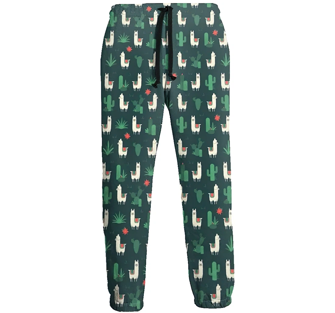 Llama And Cactus Pattern Menwomen Sweatpants Funny Joggers Pants Sports Trousers With Drawstring Sweatpant