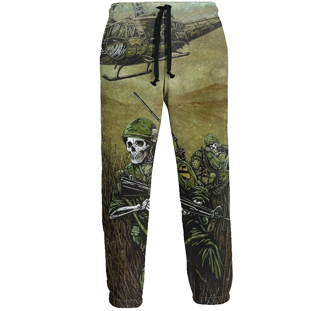 Military Art Casual Hip Hop Trousers Length Jogger Pants Baggy Drawstring Sweatpants With Pockets Sweatpant