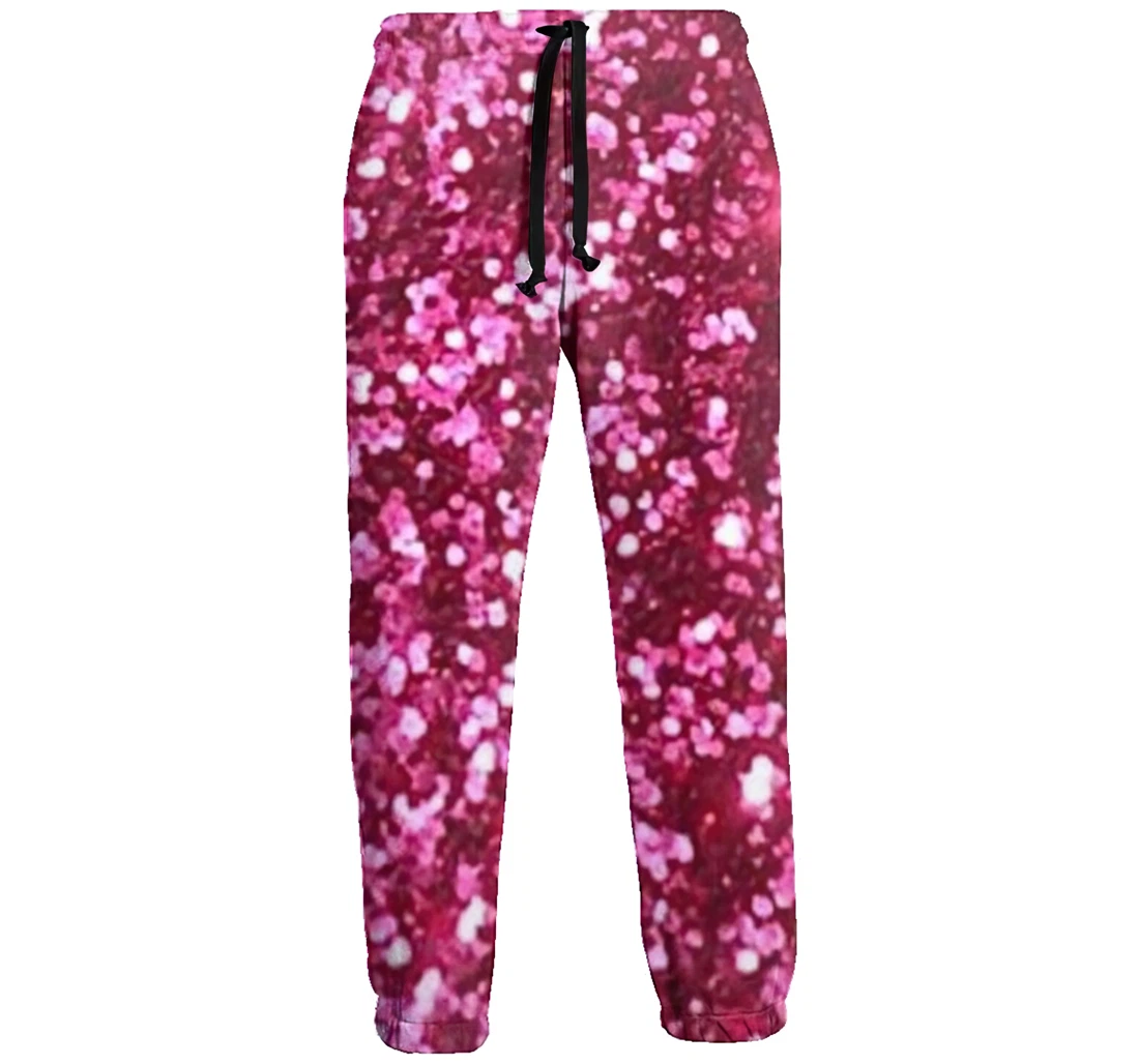 Pink Glitter Background Casual Hip Hop Trousers Length Jogger Pants Baggy Drawstring Sweatpants With Pockets Sweatpant