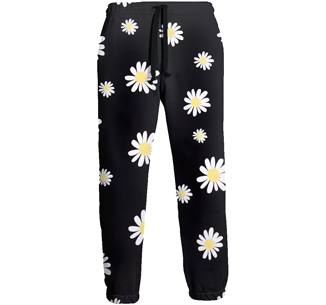 Black Daisy Unisex 3d Graphic Jogger Pants Lightweight Comfortable Baggy Sweatpants With Drawstring Pockets Sweatpant
