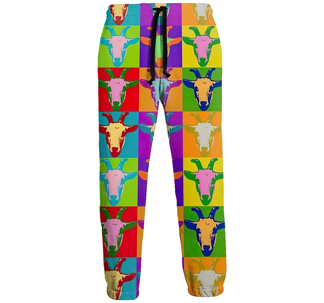 Goat Pop Art Casual Hip Hop Trousers Length Jogger Pants Baggy Drawstring Sweatpants With Pockets Sweatpant