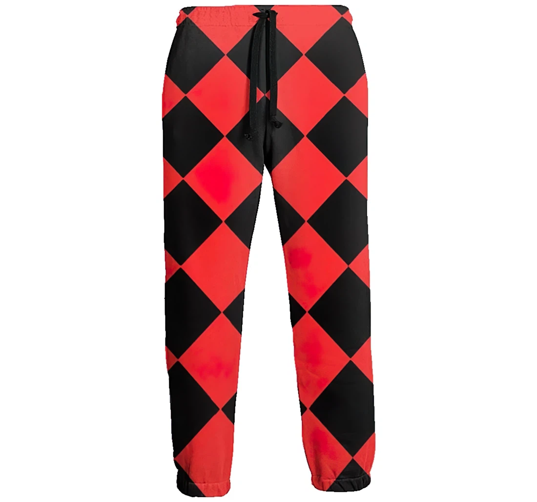 Red And Black Rhombus Menwomen Sweatpants Funny Joggers Pants Sports Trousers With Drawstring Sweatpant