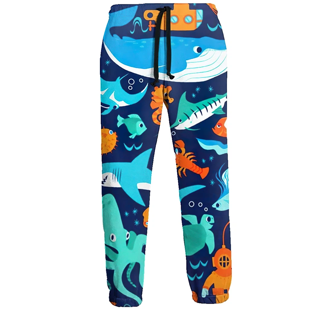 Cartoon Sea World Animals Menwomen Sweatpants Funny Joggers Pants Sports Trousers With Drawstring Sweatpant