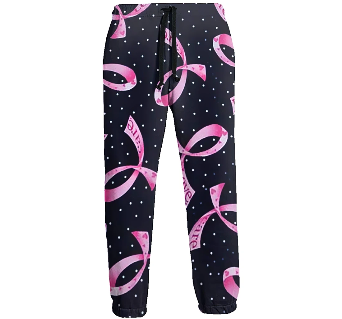 Breast Cancer Pink Ribbon Menwomen Sweatpants Funny Joggers Pants Sports Trousers With Drawstring Sweatpant