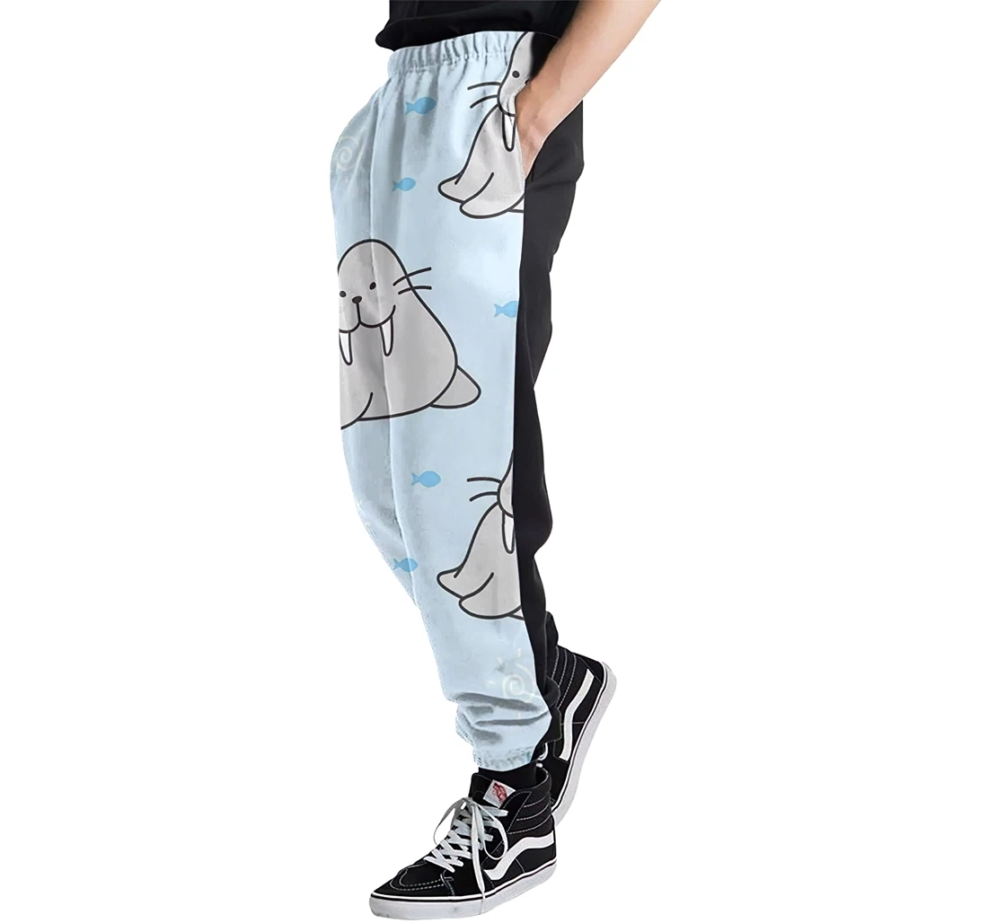 Cute Walrus Unisex 3d Graphic Jogger Pants Lightweight Comfortable Baggy Sweatpants With Drawstring Pockets Sweatpant