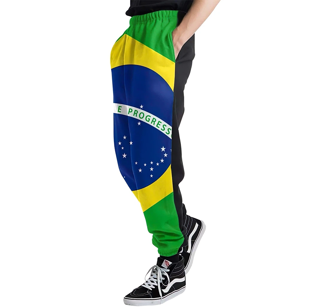 Brazil Men's Swedish Flag Casual Hip Hop Trousers Length Jogger Pants Baggy Drawstring Sweatpants With Pockets Sweatpant