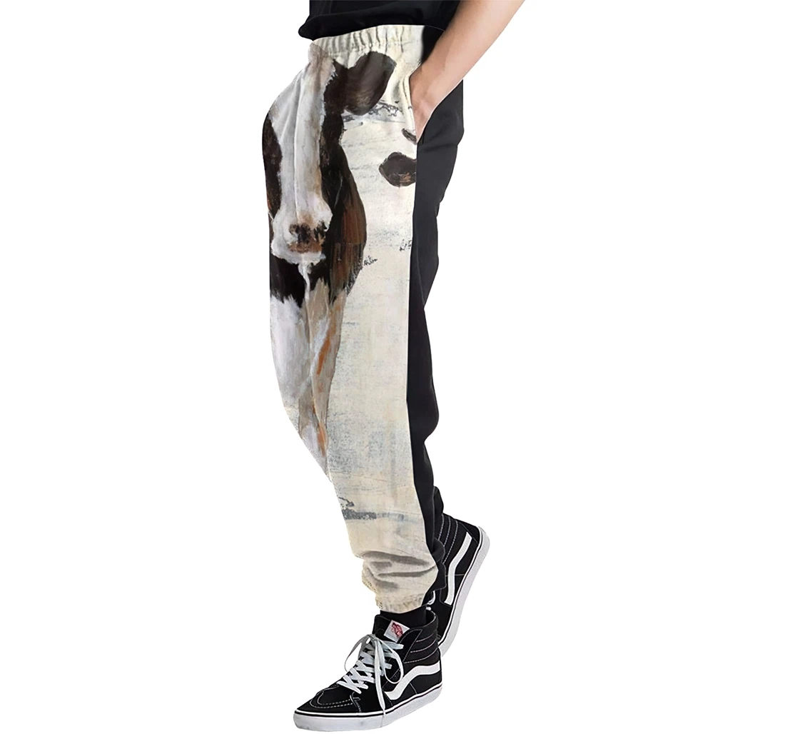 Oil Painting Cow Unisex 3d Graphic Jogger Pants Lightweight Comfortable Baggy Sweatpants With Drawstring Pockets Sweatpant