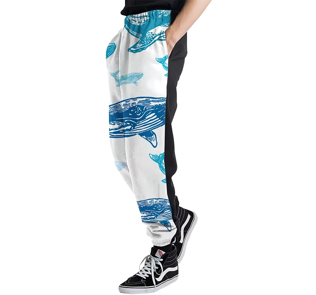 Colorful Whale Casual Hip Hop Trousers Length Jogger Pants Baggy Drawstring Sweatpants With Pockets Sweatpant