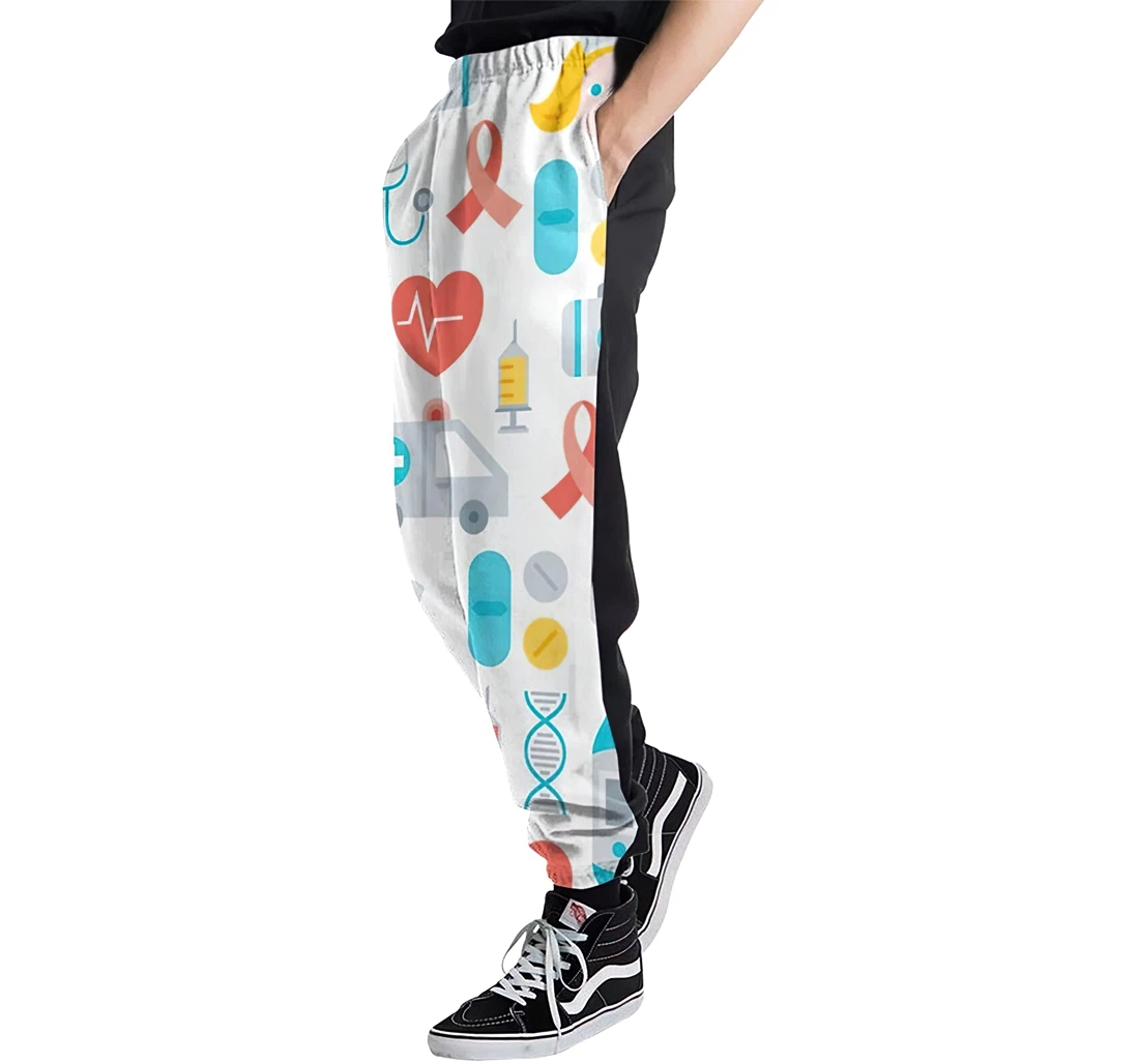 Medical Icons Casual Hip Hop Trousers Length Jogger Pants Baggy Drawstring Sweatpants With Pockets Sweatpant