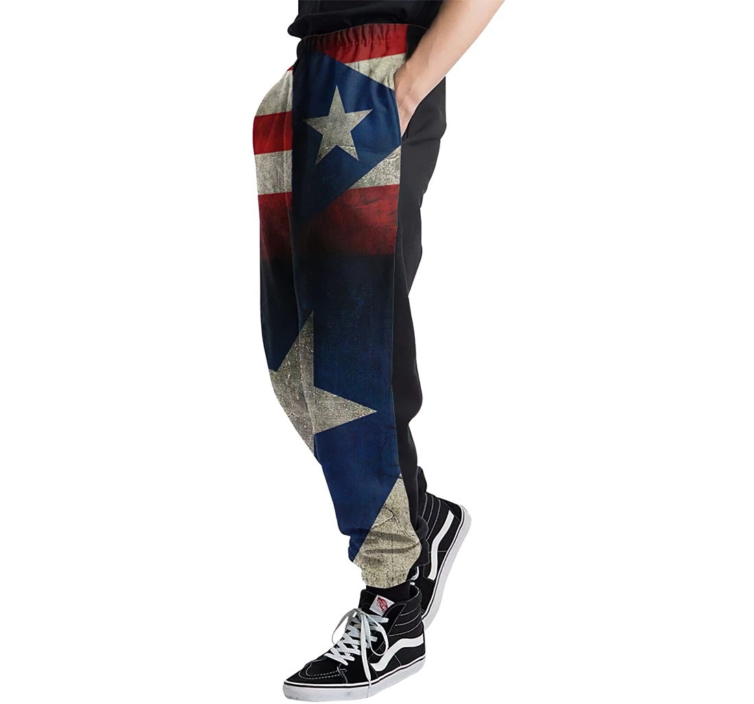 Captain Puerto Rican Flag Casual Hip Hop Trousers Length Jogger Pants Baggy Drawstring Sweatpants With Pockets Sweatpant