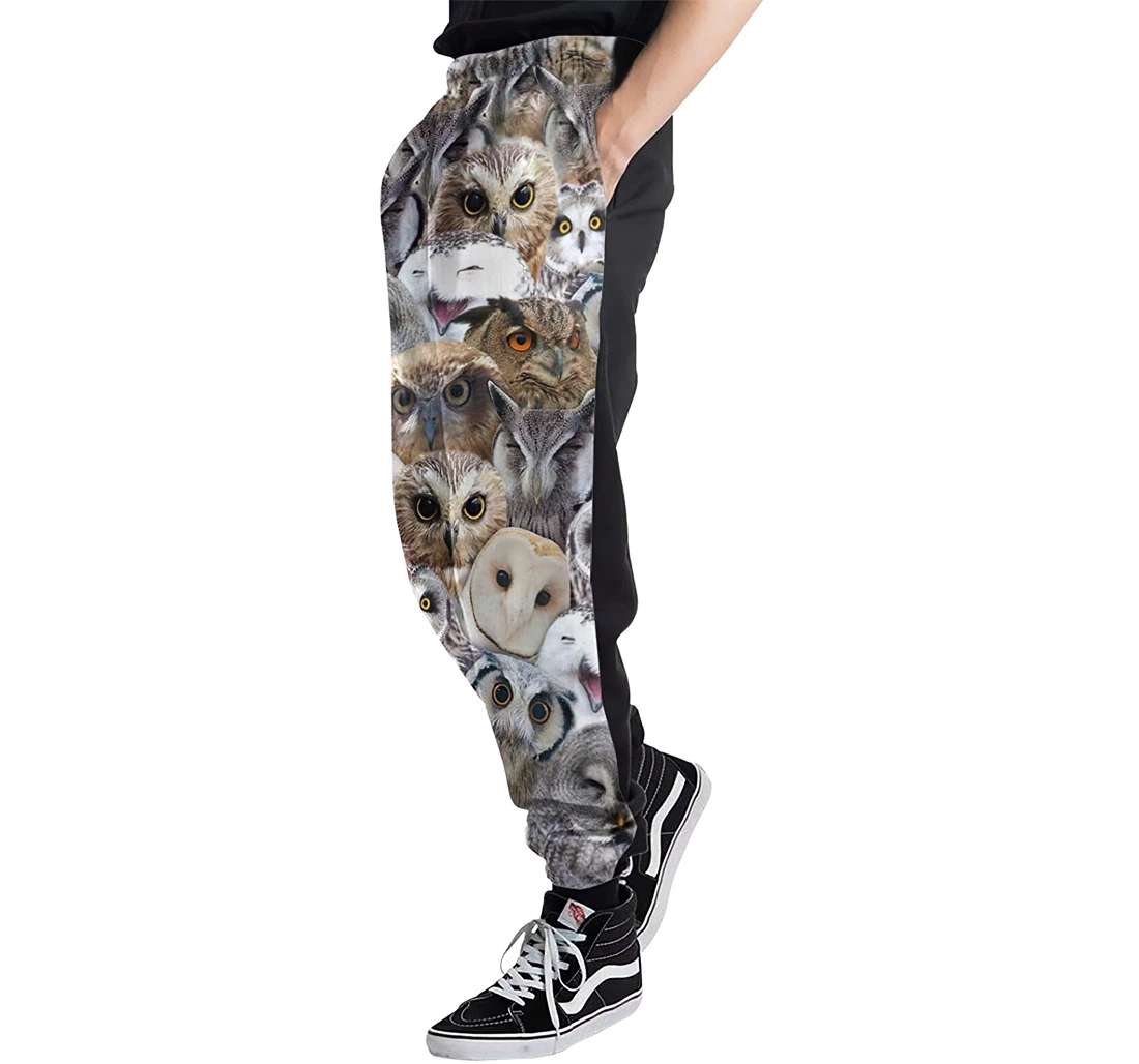 Dense Owl Casual Hip Hop Trousers Length Jogger Pants Baggy Drawstring Sweatpants With Pockets Sweatpant
