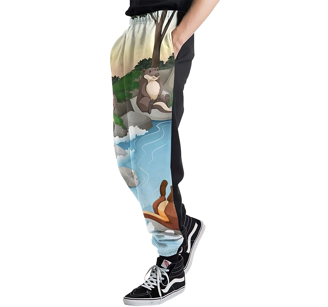 Animals Drinking Water In River Menwomen Sweatpants Funny Joggers Pants Sports Trousers With Drawstring Sweatpant
