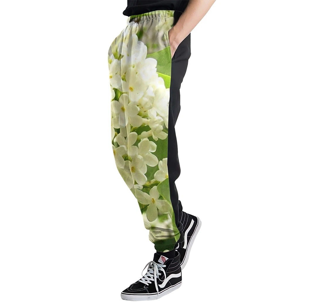 White Flower Unisex 3d Graphic Jogger Pants Lightweight Comfortable Baggy Sweatpants With Drawstring Pockets Sweatpant