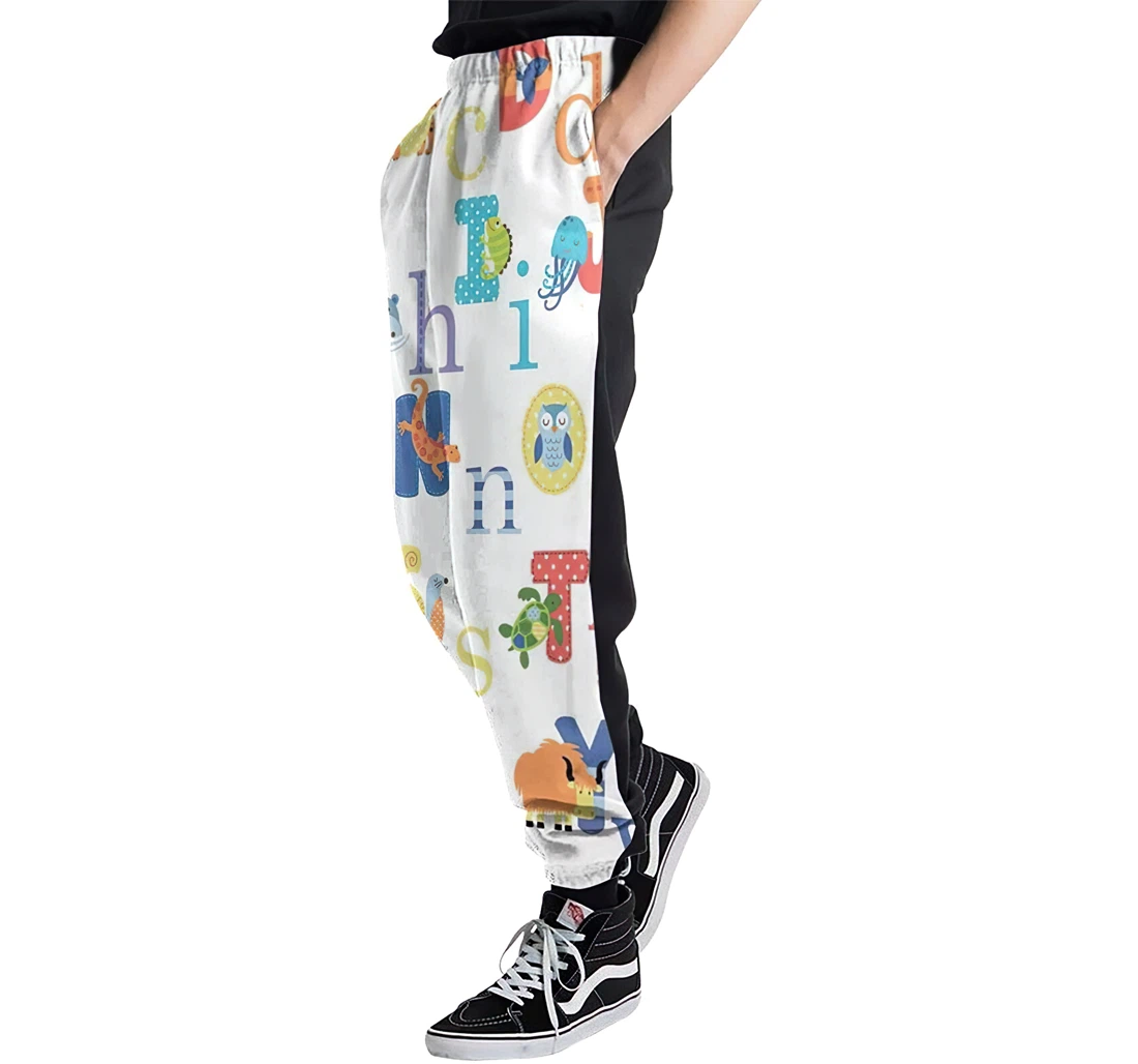 Animals Alphabet Casual Hip Hop Trousers Length Jogger Pants Baggy Drawstring Sweatpants With Pockets Sweatpant