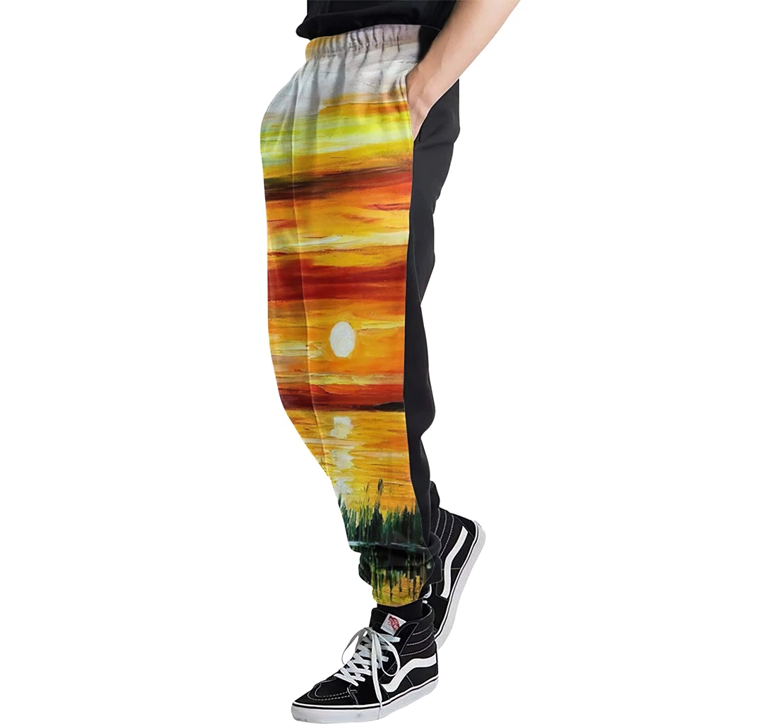 A Fascinating Sunset Casual Hip Hop Trousers Length Jogger Pants Baggy Drawstring Sweatpants With Pockets Sweatpant