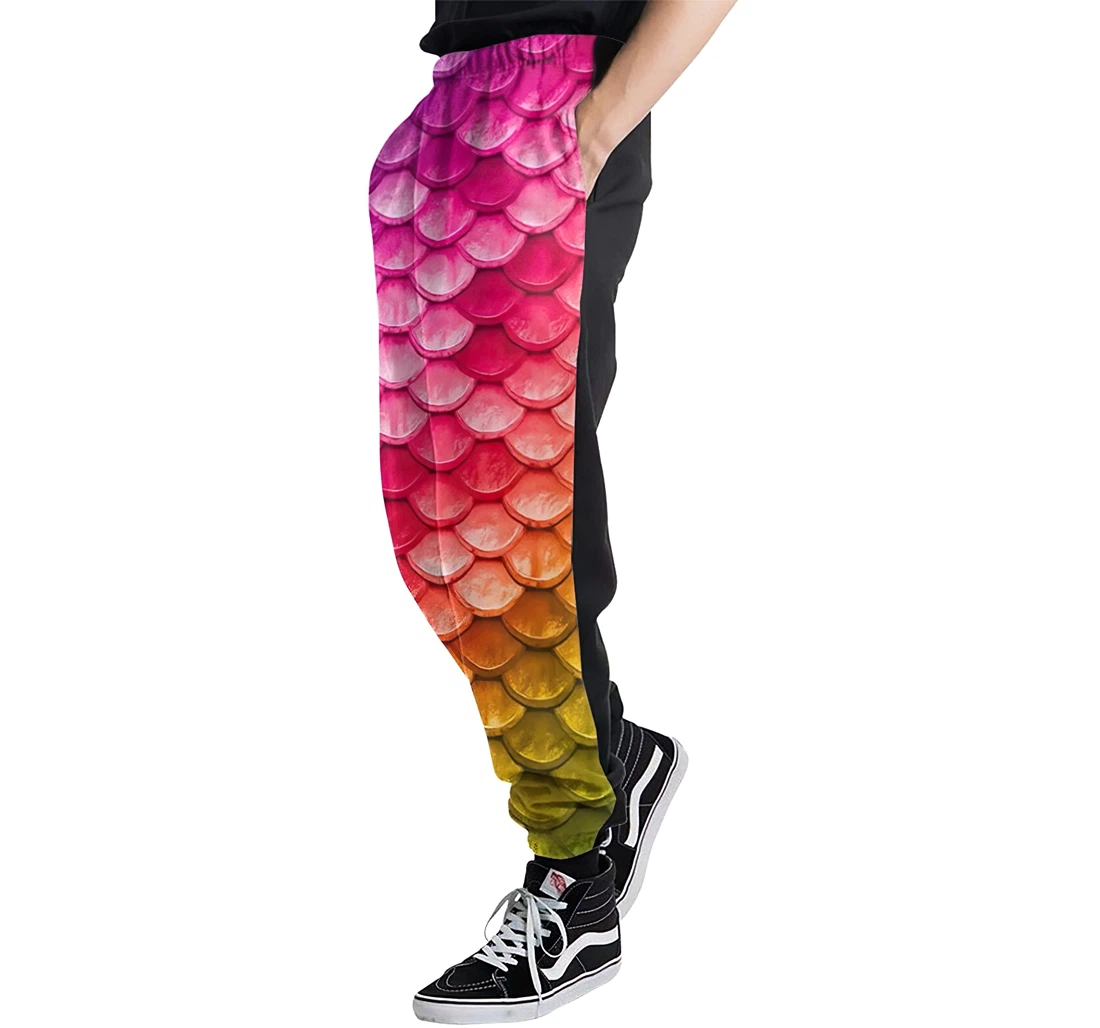 Rainbow Mermaid Fish Scales Casual Hip Hop Trousers Length Jogger Pants Baggy Drawstring Sweatpants With Pockets Sweatpant