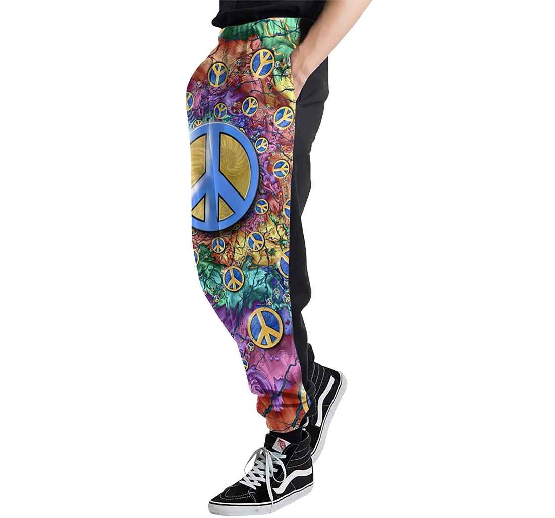 Peace And Love Unisex 3d Graphic Jogger Pants Lightweight Comfortable Baggy Sweatpants With Drawstring Pockets Sweatpant