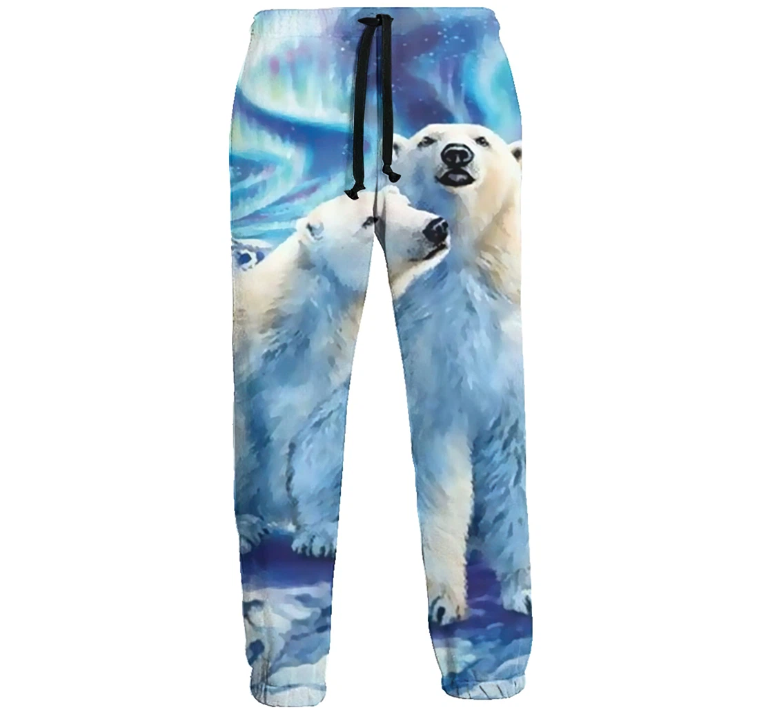 Polar Bear Men's Swedish Flag Casual Hip Hop Trousers Length Jogger Pants Baggy Drawstring Sweatpants With Pockets Sweatpant