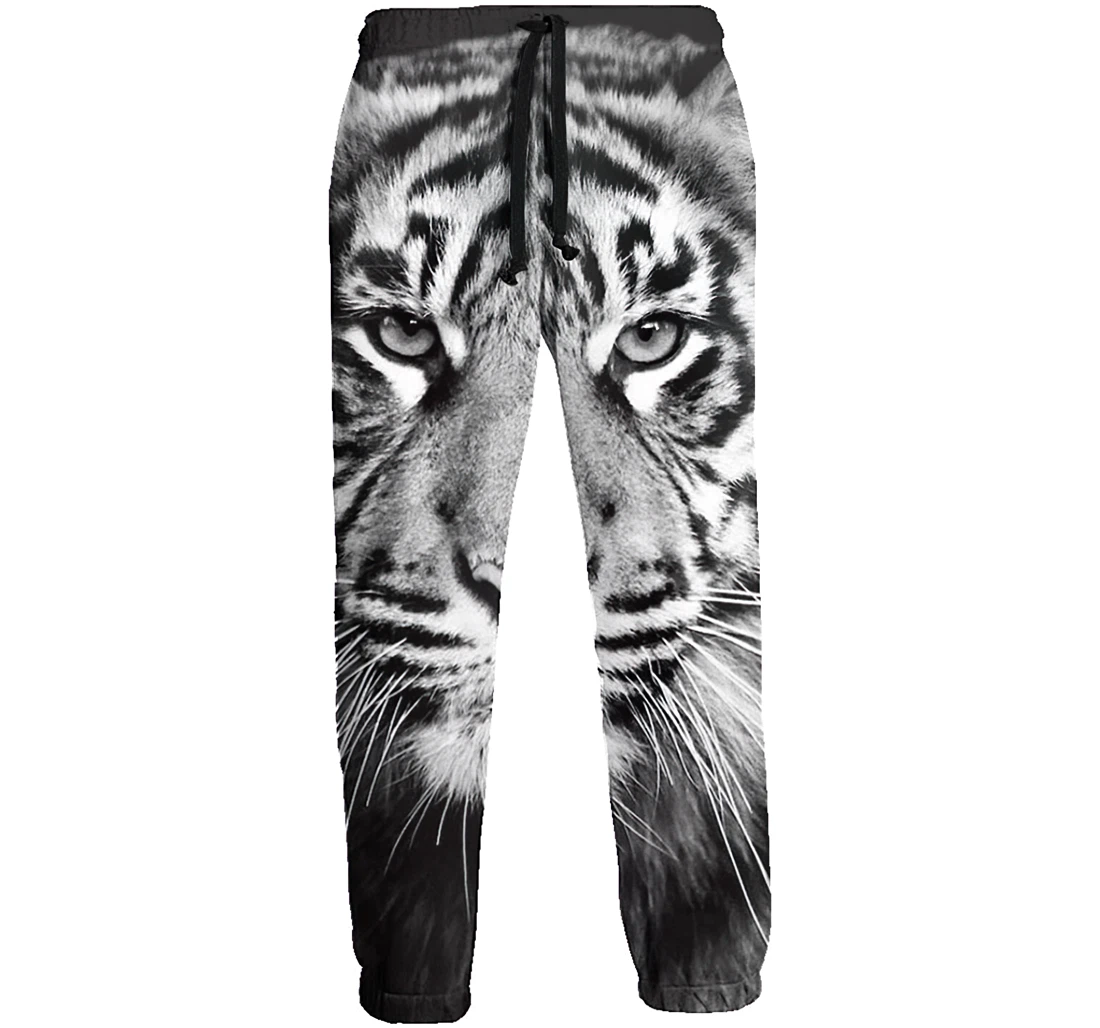 Black Whiter Tiger Unisex 3d Graphic Jogger Pants Lightweight Comfortable Baggy Sweatpants With Drawstring Pockets Sweatpant