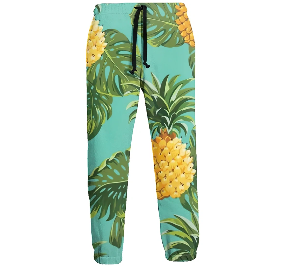 Pineapples With Green Leaves Unisex 3d Graphic Jogger Pants Lightweight Comfortable Baggy Sweatpants With Drawstring Pockets Sweatpant