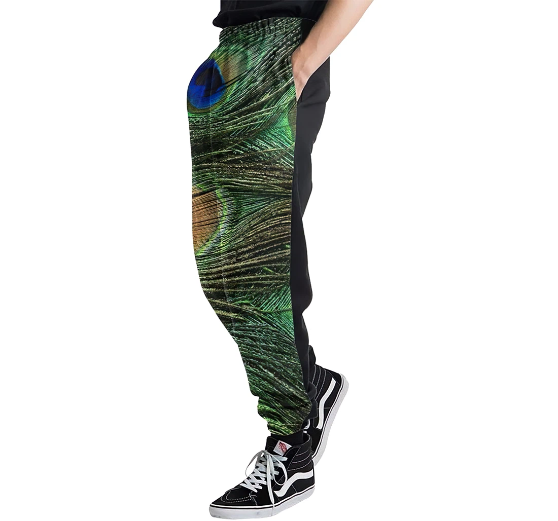 Peacock's Feathers Casual Hip Hop Trousers Length Jogger Pants Baggy Drawstring Sweatpants With Pockets Sweatpant