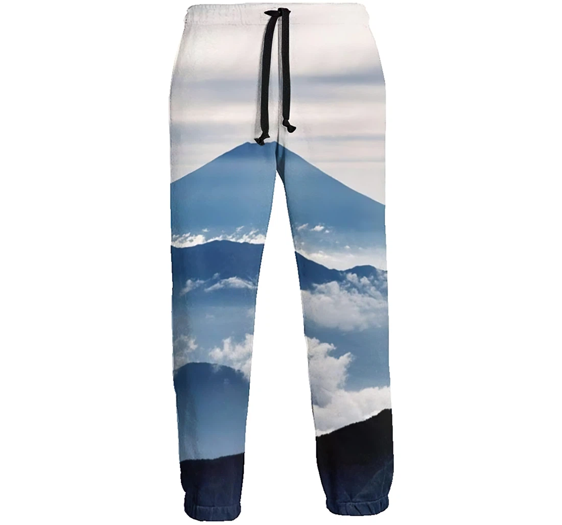 Mountain Fuji Men's Swedish Flag Casual Hip Hop Trousers Length Jogger Pants Baggy Drawstring Sweatpants With Pockets Sweatpant