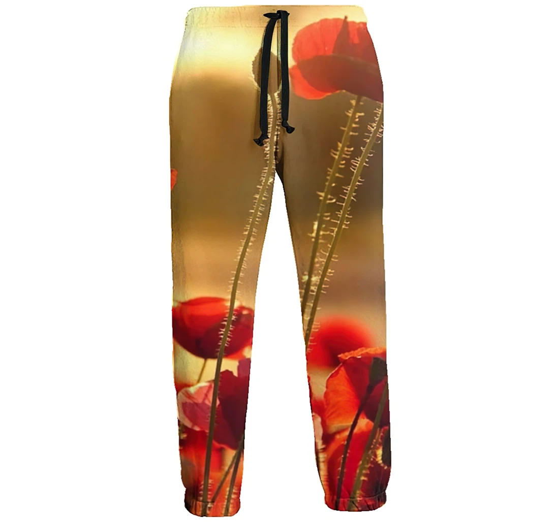 Poppy Flower Jogger Pants 3d Sweat Pants Hip Hop Garment Unisex Spring Sweatpants White Sweatpant