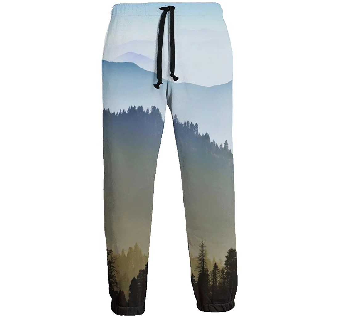 Nature Mountain Range Fog Sunrise Casual Hip Hop Trousers Length Jogger Pants Baggy Drawstring Sweatpants With Pockets Sweatpant