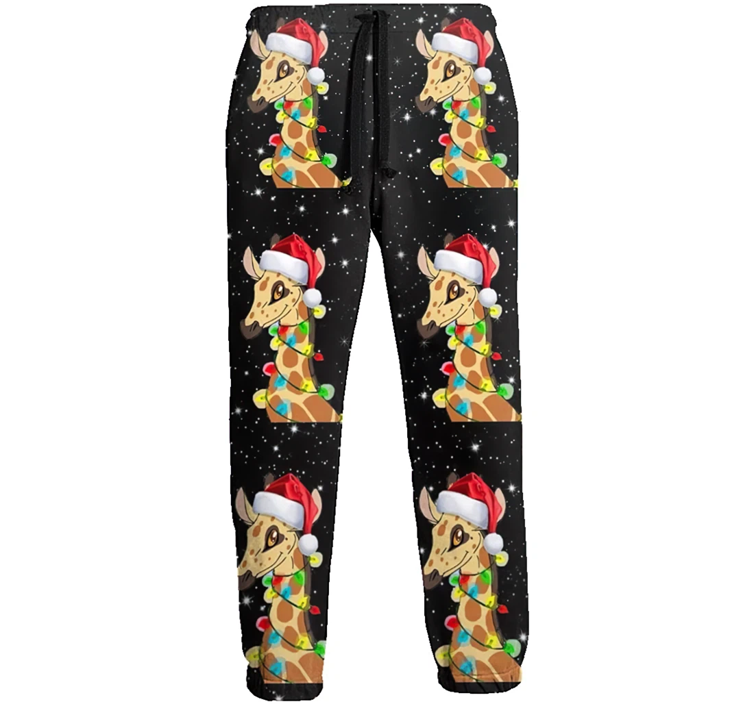 Giraffe With Christmas Cap Jogger Pants 3d Sweat Pants Hip Hop Garment Unisex Spring Sweatpants Sweatpant