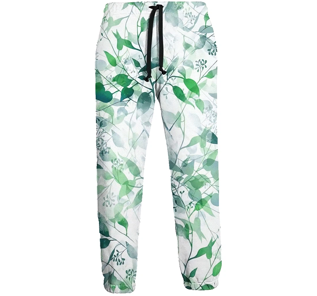 Green Leaves Menwomen Sweatpants Funny Joggers Pants Sports Trousers With Drawstring Sweatpant