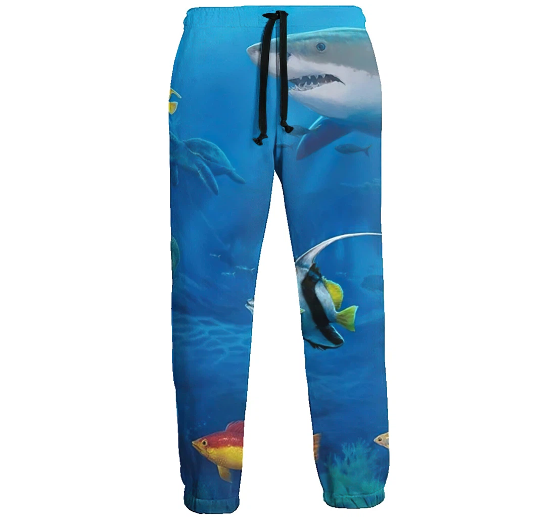 Shark And Tropical Fish Casual Hip Hop Trousers Length Jogger Pants Baggy Drawstring Sweatpants With Pockets Sweatpant