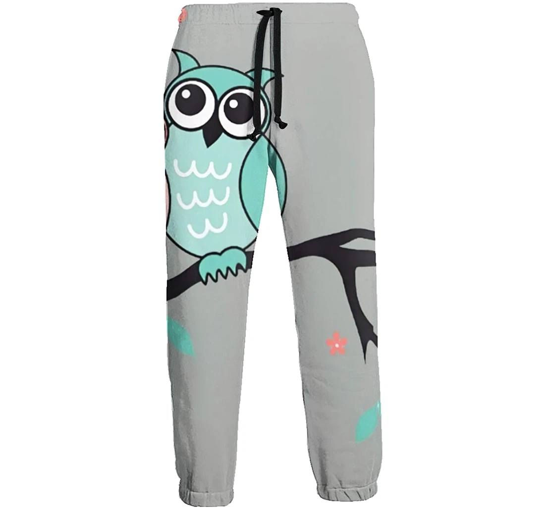 Pink Teal Couple Owl Unisex 3d Graphic Jogger Pants Lightweight Comfortable Baggy Sweatpants With Drawstring Pockets Sweatpant