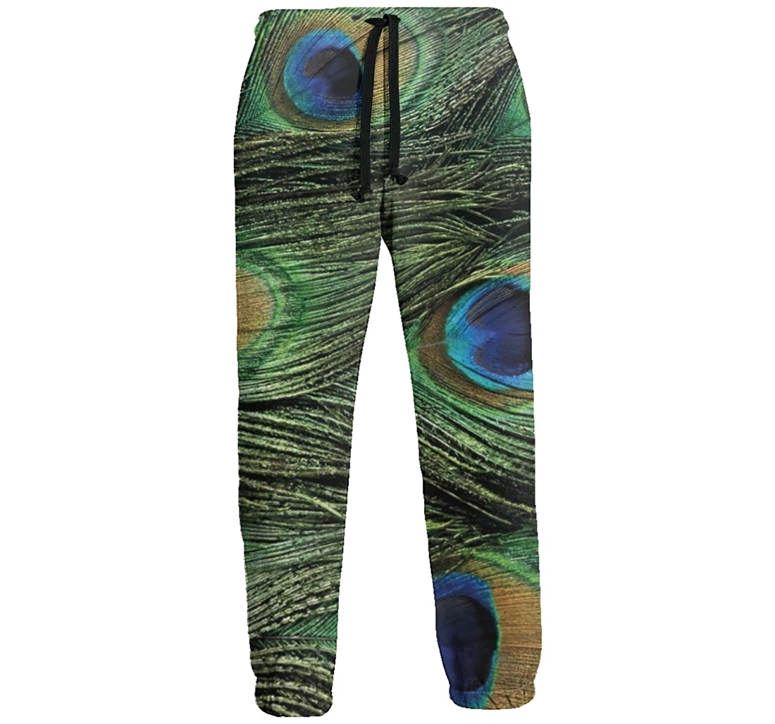 Peacock Feather Casual Hip Hop Trousers Length Jogger Pants Baggy Drawstring Sweatpants With Pockets Sweatpant