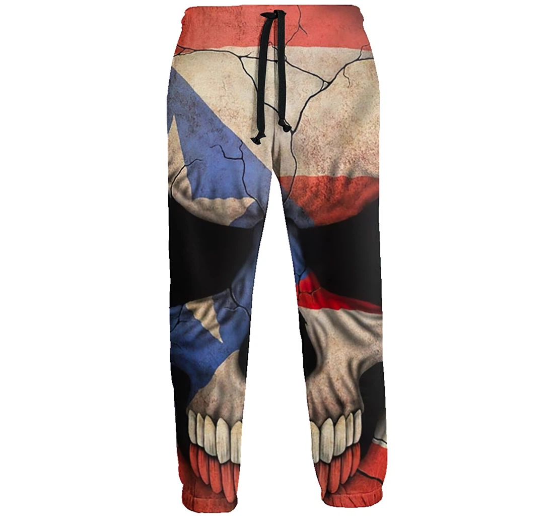 Puerto Rican Flag Skull Jogger Pants 3d Sweat Pants Hip Hop Garment Unisex Spring Sweatpants Sweatpant