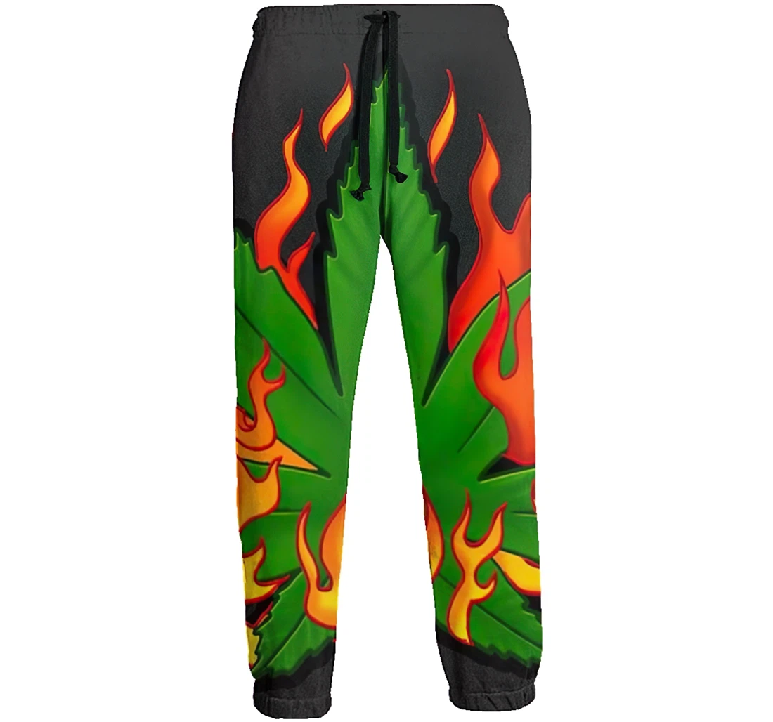 Pot Leaf Men's Colored Flowers Casual Hip Hop Trousers Length Jogger Pants Baggy Drawstring Sweatpants With Pockets Sweatpant