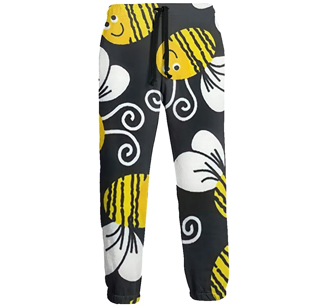 Bees Wallpaper Casual Hip Hop Trousers Length Jogger Pants Baggy Drawstring Sweatpants With Pockets Sweatpant