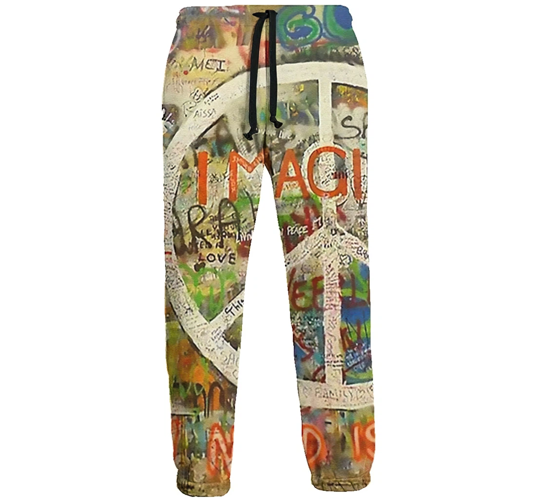 Graffiti Wall With Peace Sign Jogger Pants 3d Sweat Pants Hip Hop Garment Unisex Spring Sweatpants Sweatpant