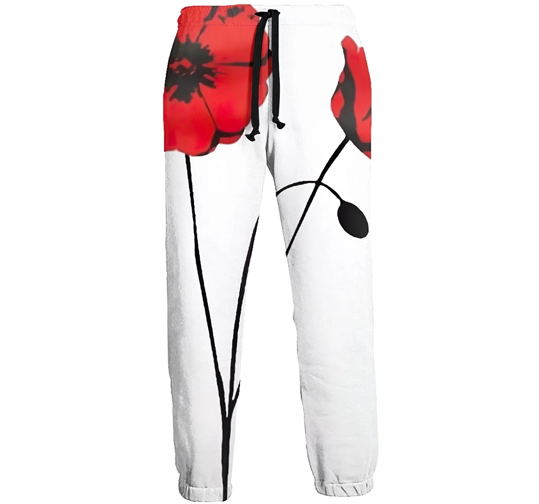 Red Flower Unisex 3d Graphic Jogger Pants Lightweight Comfortable Baggy Sweatpants With Drawstring Pockets Sweatpant