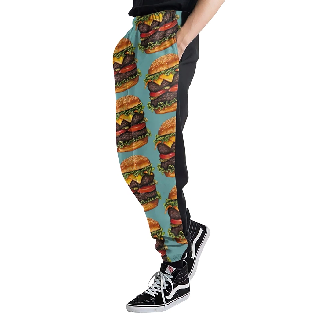 Double Cheeseburger Pattern Menwomen Sweatpants Funny Joggers Pants Sports Trousers With Drawstring Sweatpant