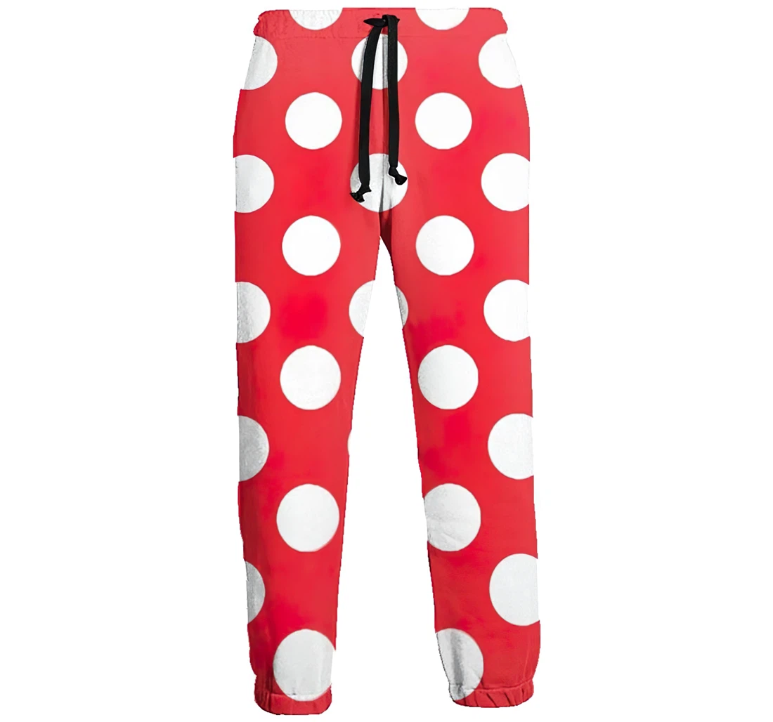 Red And White Polka Dot Menwomen Sweatpants Funny Joggers Pants Sports Trousers With Drawstring Sweatpant