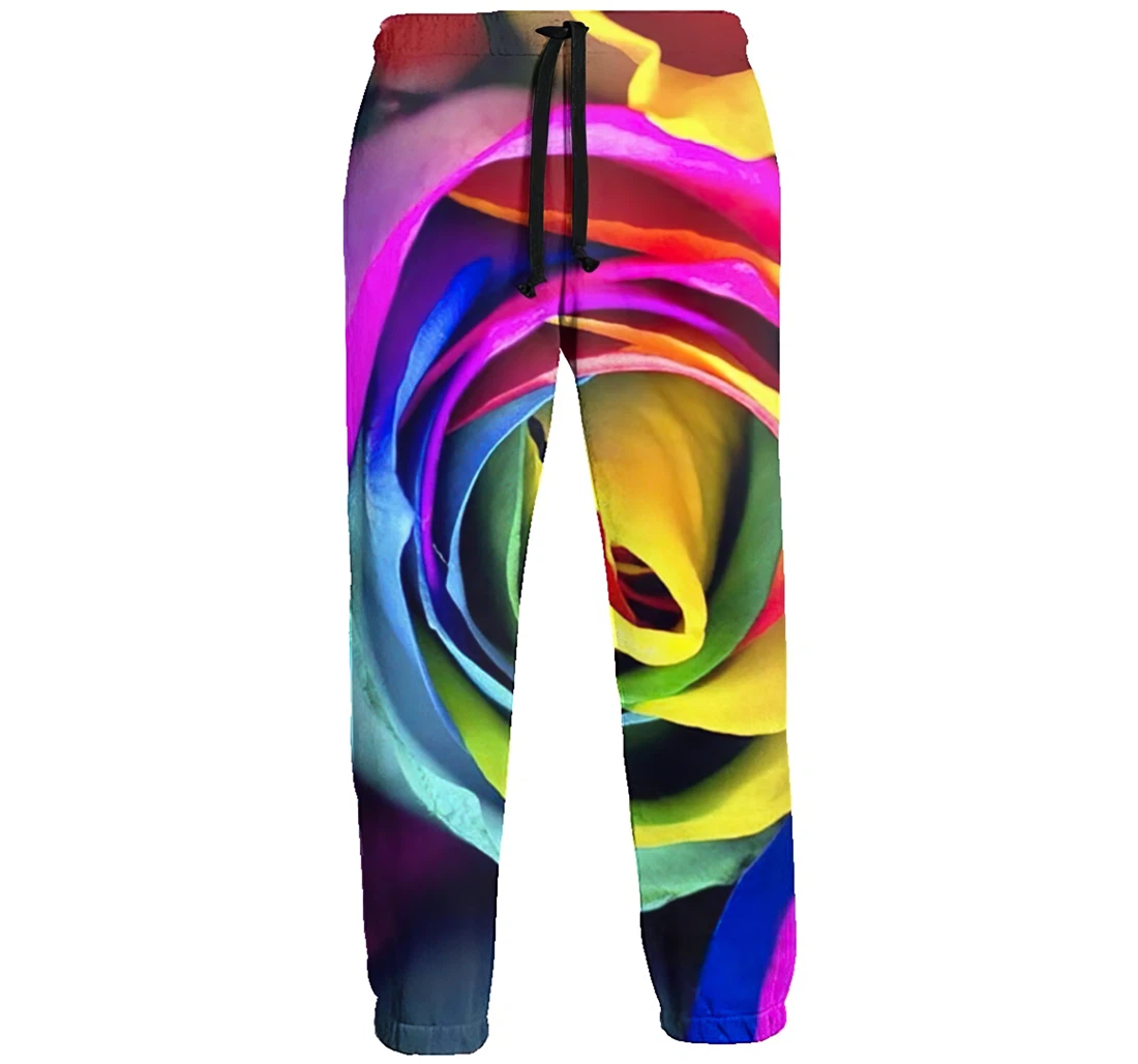 Rainbow Roses Men's Swedish Flag Casual Hip Hop Trousers Length Jogger Pants Baggy Drawstring Sweatpants With Pockets Sweatpant