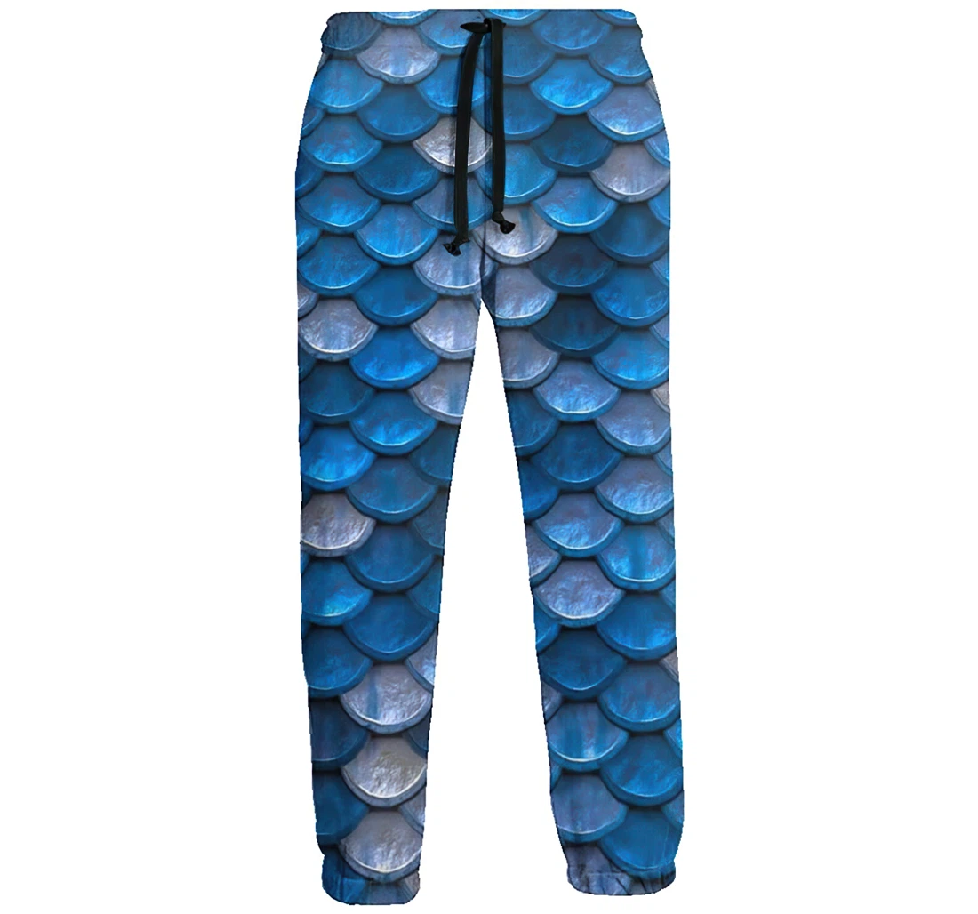 Scale Blue Color Metallic Pattern Menwomen Sweatpants Funny Joggers Pants Sports Trousers With Drawstring Sweatpant